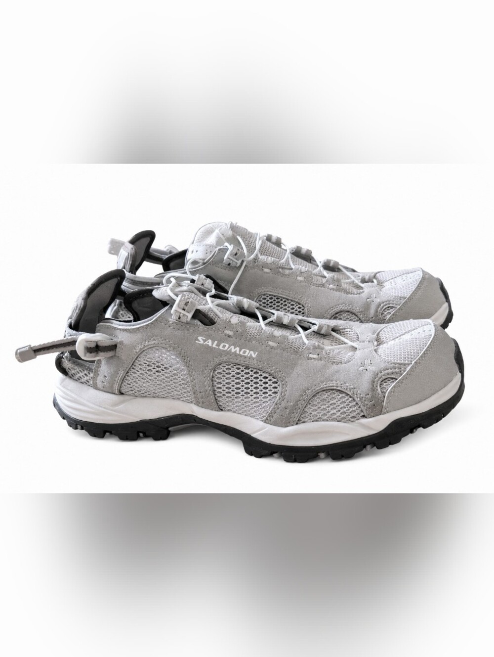 Salomon Trail Hiking Shoes Women’s US 9 Gray Mesh Quicklace Outdoor Sneakers